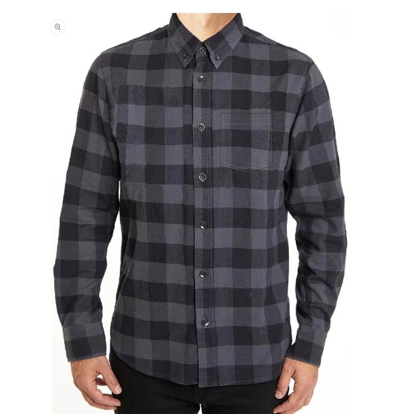 NWT $148 Slate & Stone Irvin Plaid Flannel Mens Button Down Black Size XL - Picture 1 of 13